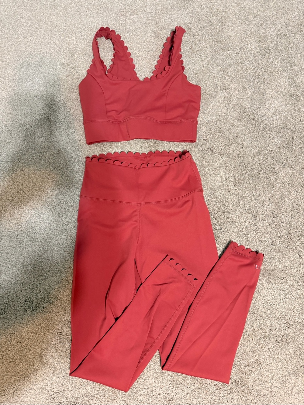 IVL Collective Coral Scallop Activewear Set – Bra Size 8 & Leggings Size 6